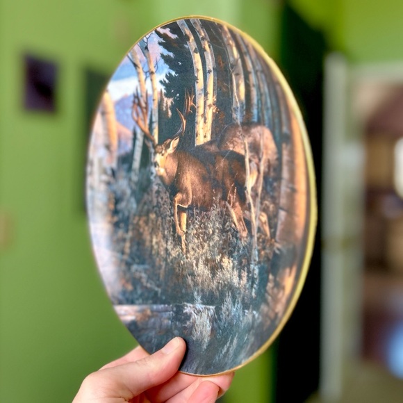 Cottagecore Woods Wilderness Deer Porcelain Collectible Wall Hanging Plate - Picture 2 of 4